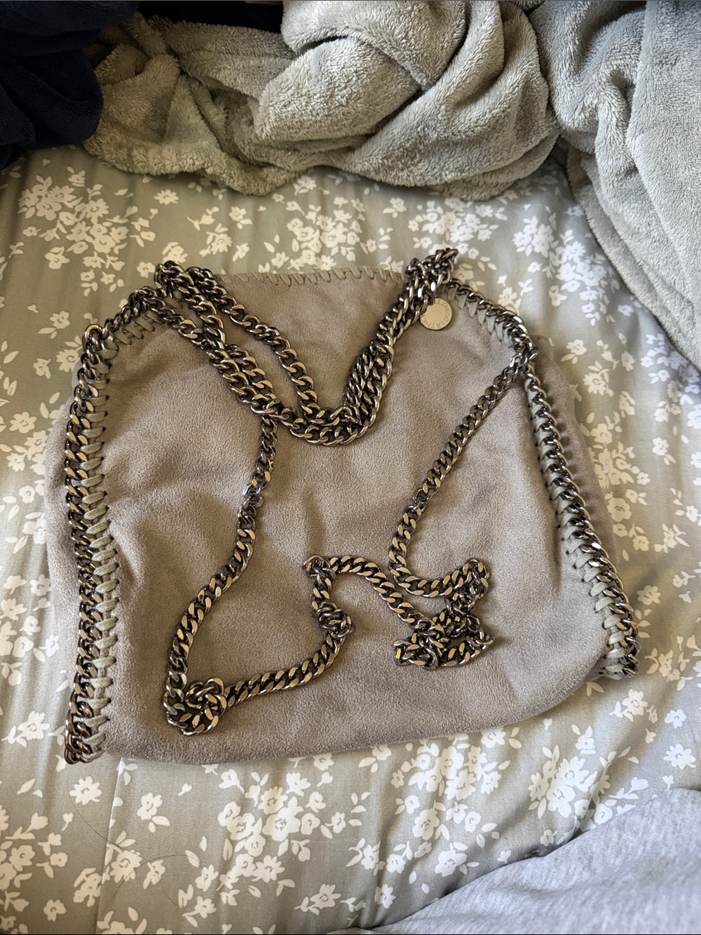 Stella McCartney Taupe Vegan Shoulder Bag with Chain Trim